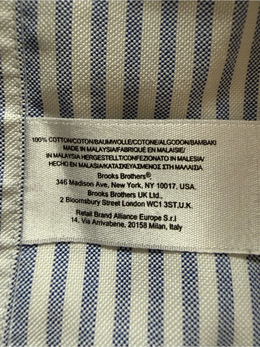 Brooks Brothers XS Blue White Stripe Supima Cotton Non-Iron Button Down Shirt